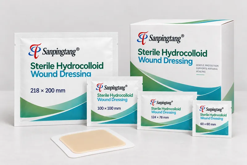 Sterile hydrocolloid wound dressings in several sizes